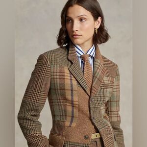 Polo Ralph Lauren Italian Wool Blend Patchwork Plaid Blazer